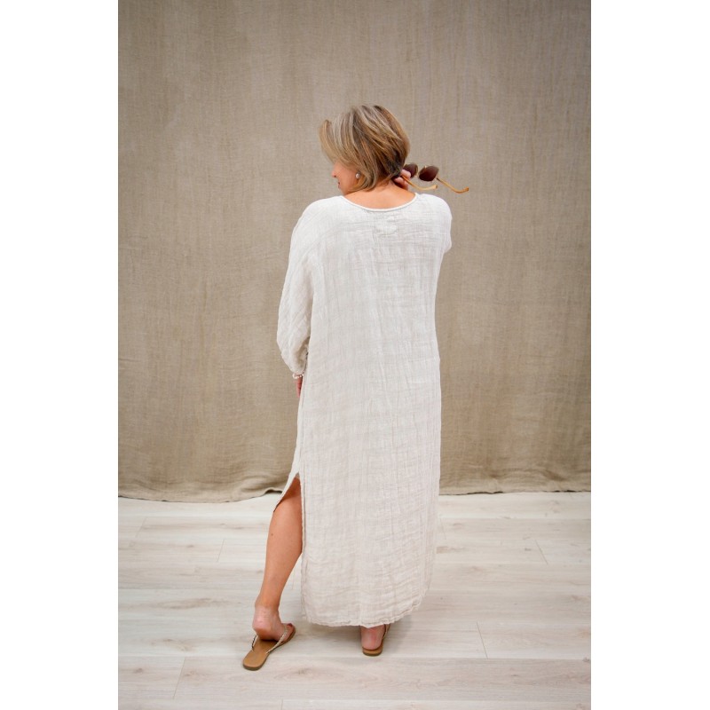 Rosa Linen Kaftan Dress NATURAL